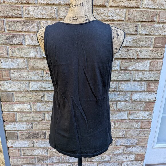 ⭐ Black Ann Taylor LOFT Mixed Media flowy sleeveless blouse Small - Picture 4 of 9